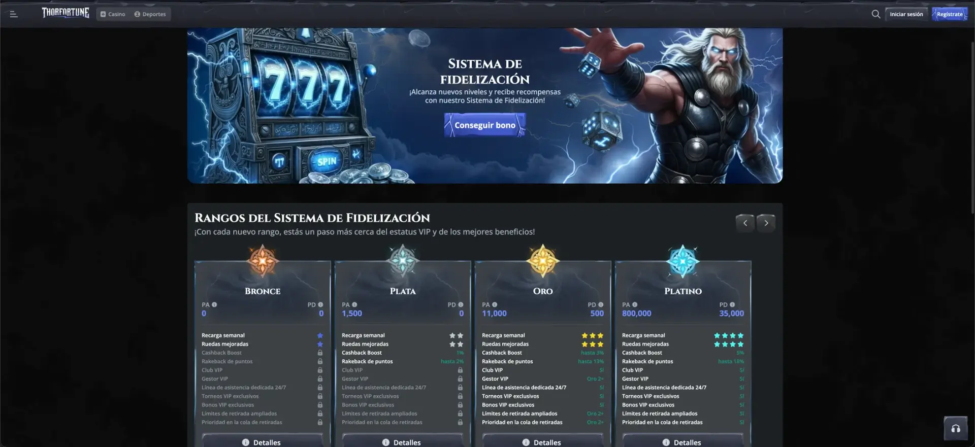 Programa de fidelización de Thorfortune